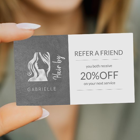 Vorlage für die Bewerbung von Hair Salon Silver Gr Empfehlungskarte