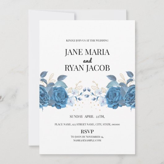 Vorlage für die blaue Blumeneinladung (Vorderseite)