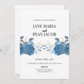 Vorlage für die blaue Blumeneinladung (Vorne/Hinten)