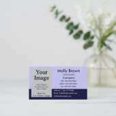 Vorlage für die blaue Navy-Visitenkarte von Foto Visitenkarte (Stehend Vorderseite)