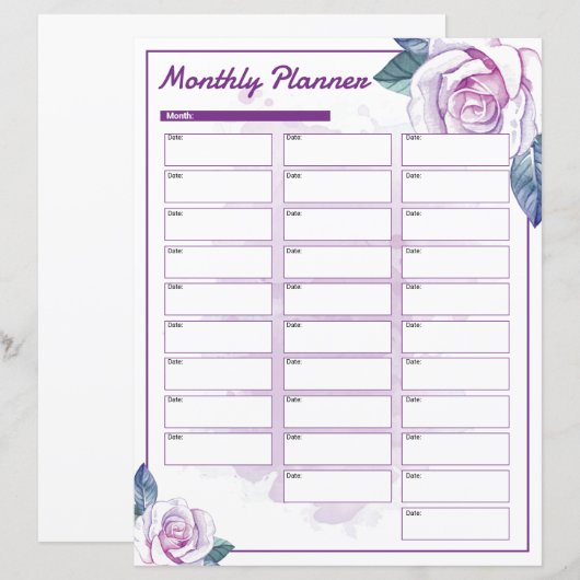 Vorlage für die Blumenzellenplaner (Vorne/Hinten)