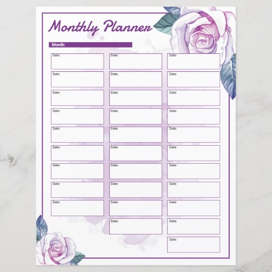 Vorlage für die Blumenzellenplaner (Vorderseite)