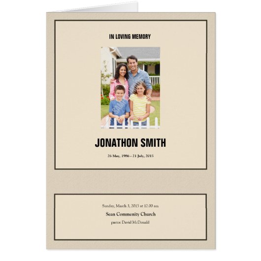 Vorlage für die druckbare Beerdigung (Vorne)