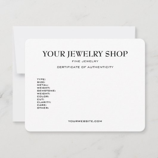 Vorlage für die Echtheitsbescheinigung (Vorderseite)