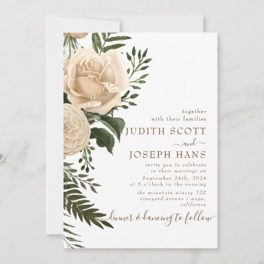 Vorlage für die Einladung von Hochzeiten in reiner (Vorderseite)