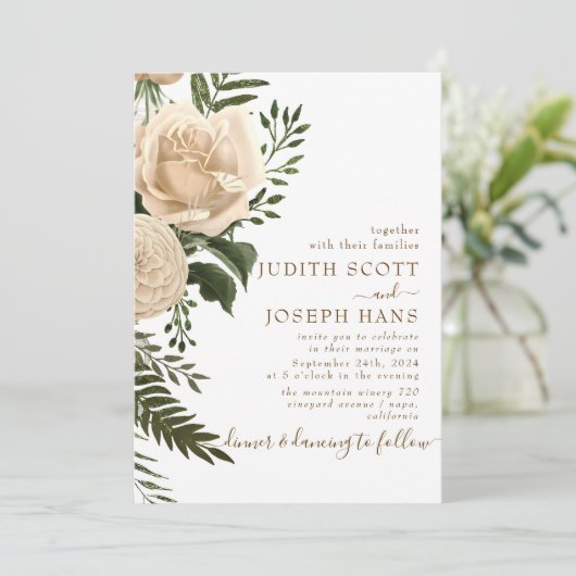 Vorlage für die Einladung von Hochzeiten in reiner (Stehend Vorderseite)