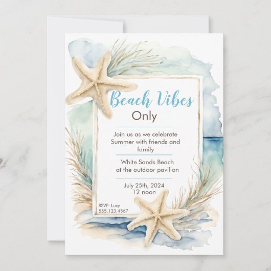 Vorlage für die Einladung von Starfish Beach (Vorderseite)