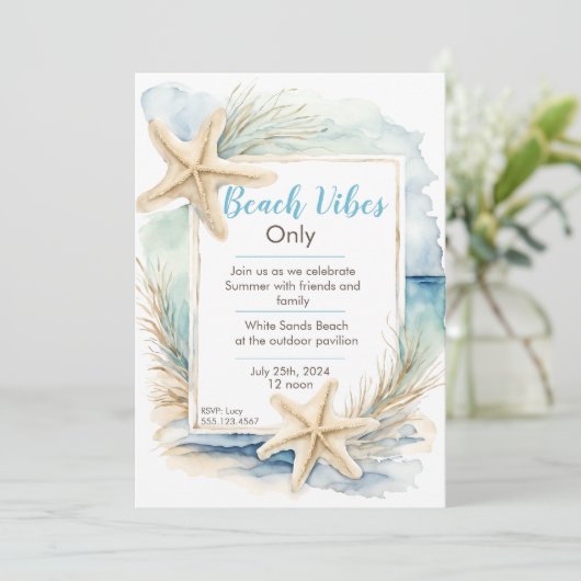 Vorlage für die Einladung von Starfish Beach (Stehend Vorderseite)