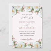 Vorlage für die Einladung von weißen Rosenrahmen (Vorderseite)