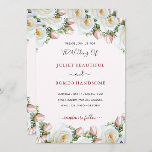 Vorlage für die Einladung von weißen Rosenrahmen