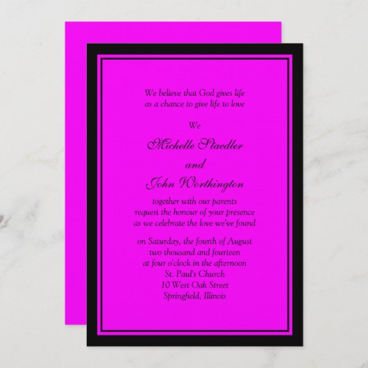 Vorlage für die Einladung zum Hochzeitsessen in Fu (Vorne/Hinten)