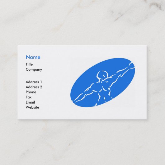 Vorlage für die Fitness Business Card - blau Visitenkarte (Vorderseite)