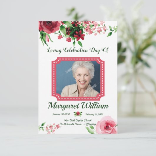 Vorlage für die florale Beerdigungskarte (Stehend Vorderseite)