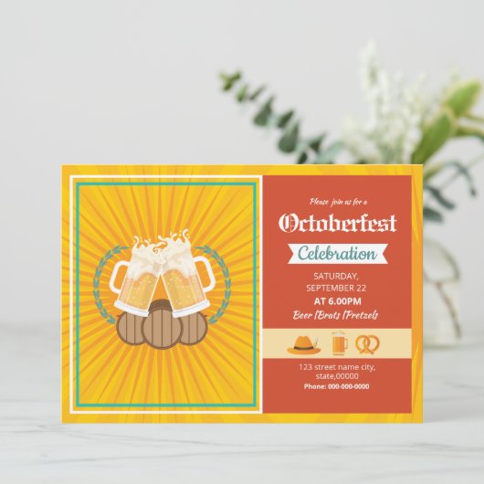 Vorlage für die Flyer der Oktoberfest-Party Einlad (Stehend Vorderseite)