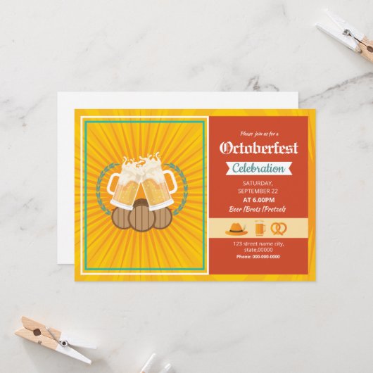 Vorlage für die Flyer der Oktoberfest-Party Einlad (Vorderseite/Rückseite Beispiel)