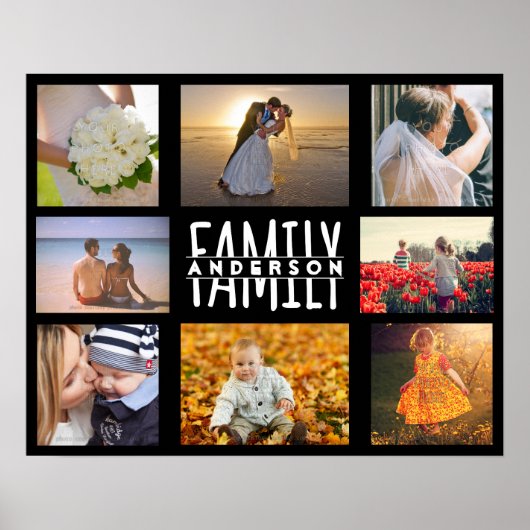 Vorlage für die Fotocollage-DIY-Familie | Name V2  Poster (Vorne)