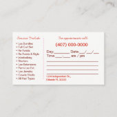 Vorlage für die Frisur-Braiding-Visitenkarte Terminkarte (Rückseite)