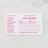 Vorlage für die Frisur-Braiding-Visitenkarte Terminkarte (Rückseite)