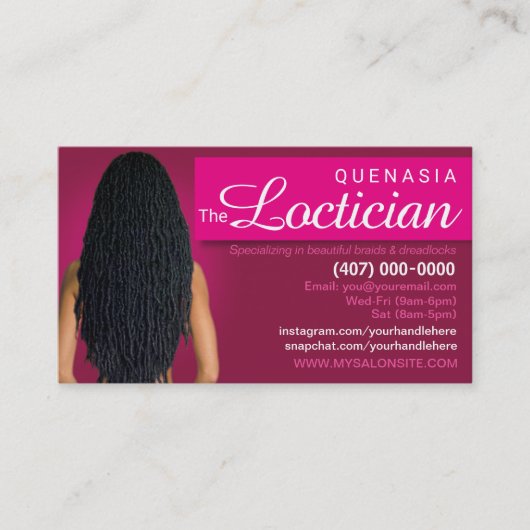 Vorlage für die Frisur-Braiding-Visitenkarte Terminkarte (Vorderseite)