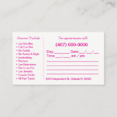 Vorlage für die Frisur-Braiding-Visitenkarte Terminkarte (Rückseite)