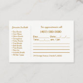 Vorlage für die Frisur-Braiding-Visitenkarte Terminkarte (Rückseite)