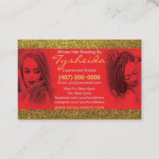 Vorlage für die Frisur-Braiding-Visitenkarte Terminkarte (Vorderseite)