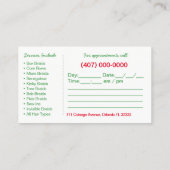 Vorlage für die Frisur-Braiding-Visitenkarte Terminkarte (Rückseite)