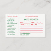 Vorlage für die Frisur-Braiding-Visitenkarte Terminkarte (Rückseite)