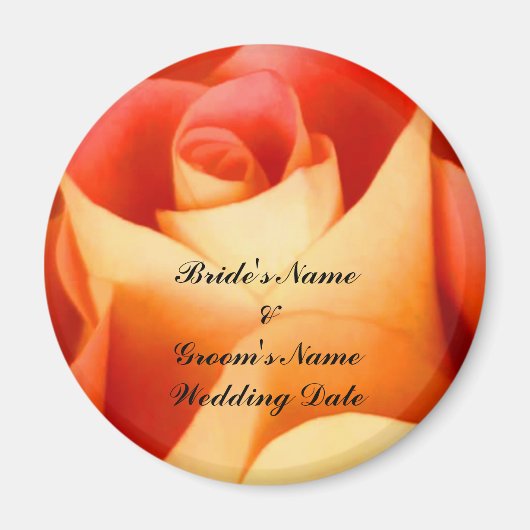 Vorlage für die Gastgeschenk Hochzeit Peach-Rose Magnet (Vorne)