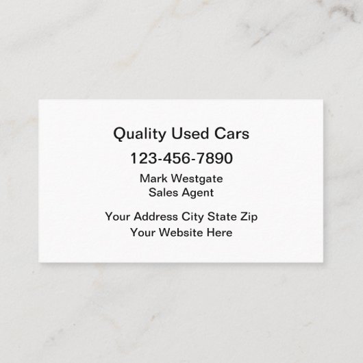 Vorlage für die Gebrauchtwagenhändler-Visitenkarte Visitenkarte (Rückseite)