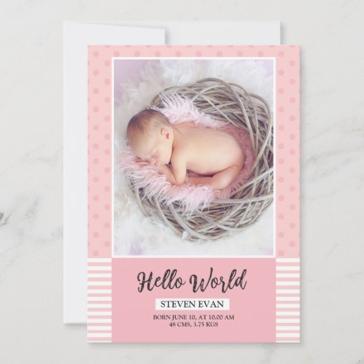 Vorlage für die Geburtsankündigung (Vorderseite)