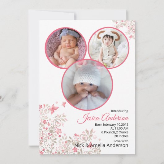 Vorlage für die Geburtsankündigung (Rückseite)