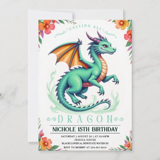 Vorlage für die Geburtstagsfeier des Grünen Drache (Vorderseite)