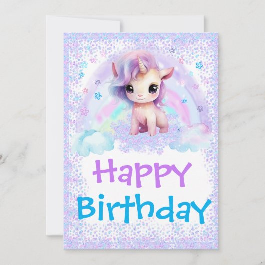 Vorlage für die Geburtstagskarte von Unicorn Rainb (Vorderseite)