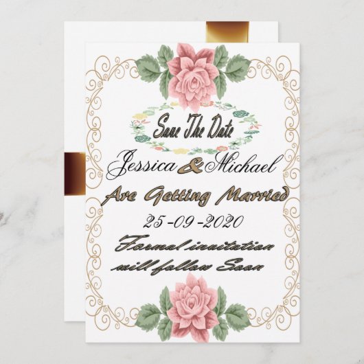 Vorlage für die gedruckte, florale Save the Date K (Vorne/Hinten)