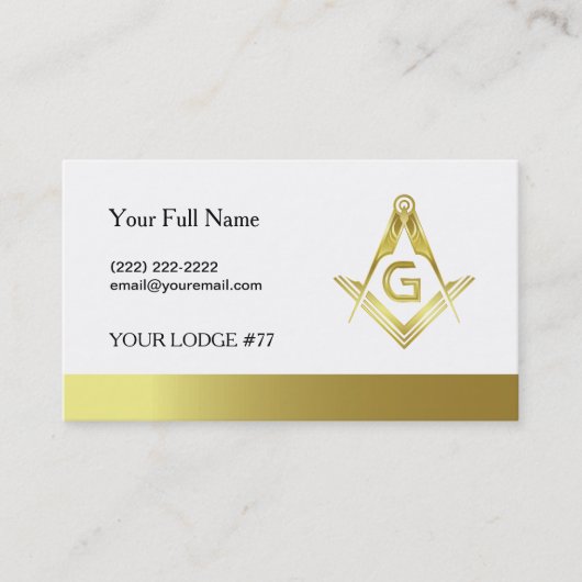 Vorlage für die Gold Masonic Business Card | Freim Visitenkarte (Vorderseite)