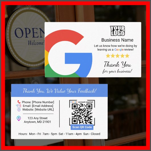 Vorlage für die Google Review Card mit QR-Code Lin Visitenkarte