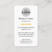 Vorlage für die Google Review Card W/QR Code Link Visitenkarte (Rückseite)