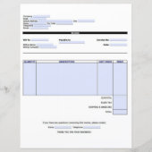 Vorlage für die große Rechnung (Vorderseite)