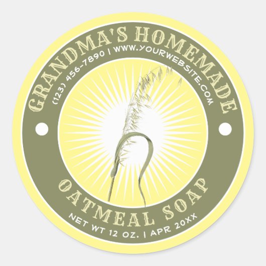 Vorlage für die hausgemachte Haferseife Runder Aufkleber (Vorderseite)