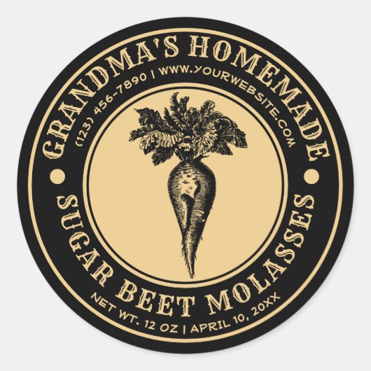 Vorlage für die hausgemachte Zuckerrübenmelasse Runder Aufkleber (Vorderseite)