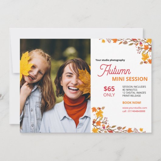 Vorlage für die Herbstfotografie-Mini-Sitzung (Vorderseite)