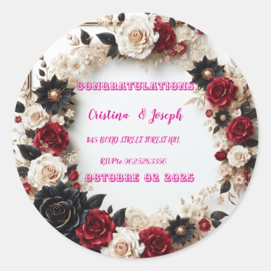 Vorlage für die Hochzeit Runder Aufkleber (Vorderseite)