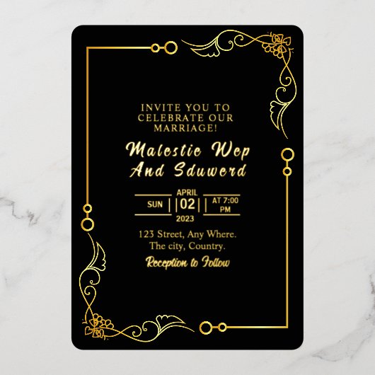 Vorlage für die Hochzeitskarte Gold Foil Design (Vorderseite)