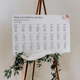 Vorlage für die Hochzeitstabelle für Wildblumen Poster