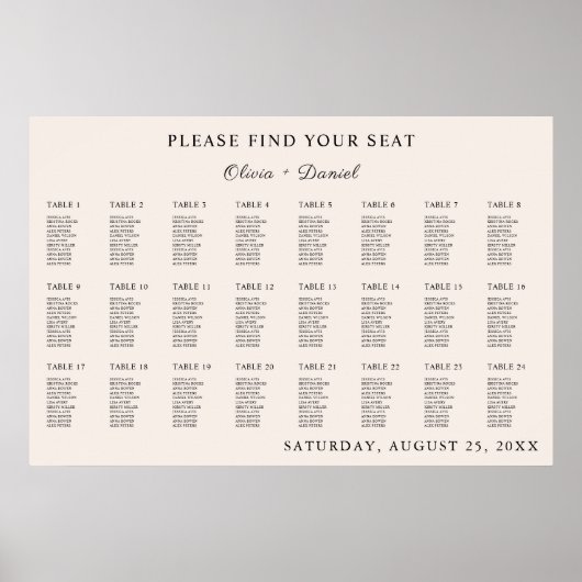 Vorlage für die Hochzeitstabelle von Sage Boho Poster (Vorne)