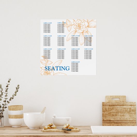 Vorlage für die Hochzeitstichtabelle Poster (Küche)