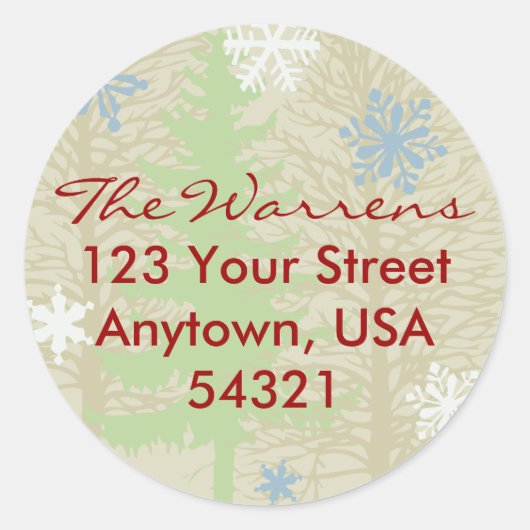 Vorlage für die Holiday-Rücksendeadresse Runder Aufkleber (Vorderseite)
