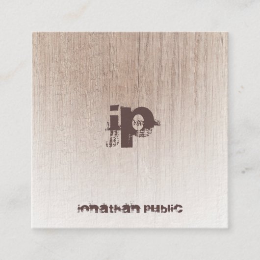 Vorlage für die Holzplatine: verzerrte Text-Monogr Quadratische Visitenkarte (Vorderseite)