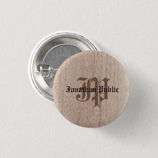 Vorlage für die Holzschau auf mit Monogramm Planke Button (Vorne & Hinten)